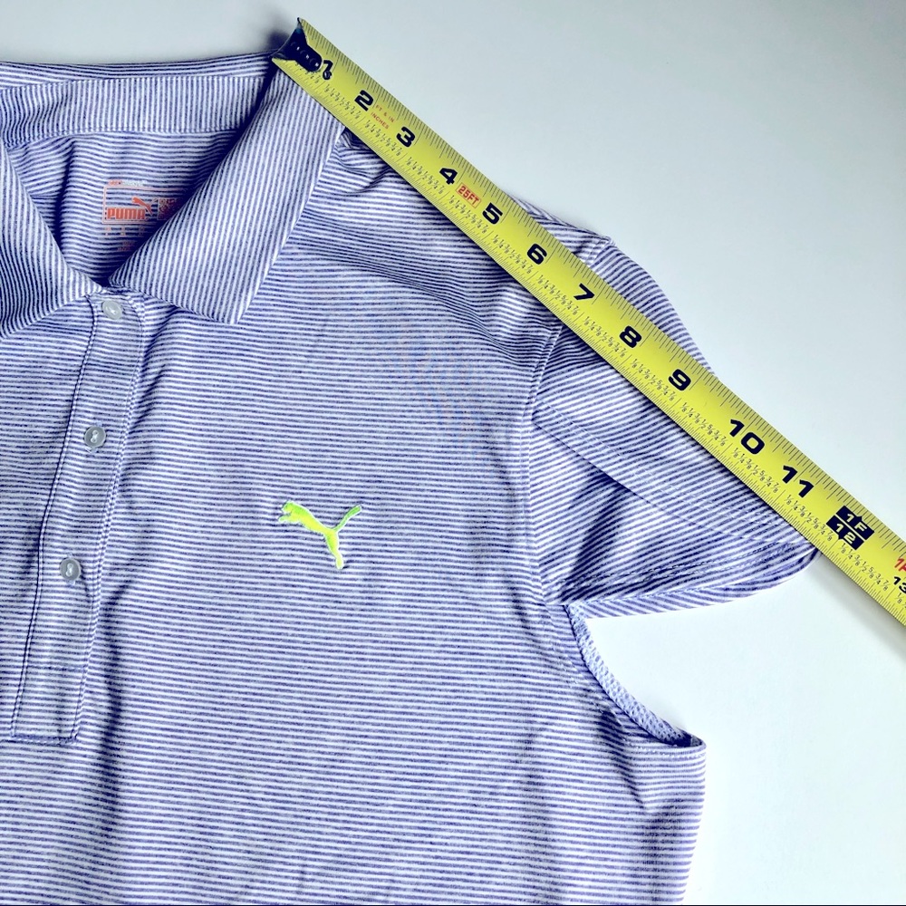 PUMA Golf Polo Dry Cell Micro Strip Active Tee Shirt Purple Large Women’s - Picture 10 of 16